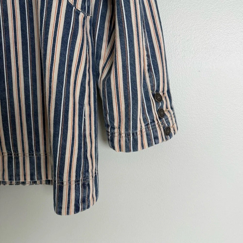 Free People We The Free Striped Denim Barn Coat - Picture 11 of 12